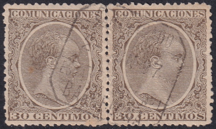 Spain 1889 Sc 264 pair used short perfs