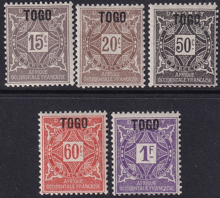 Togo 1921 Sc J3/J8 postage due partial set MH*