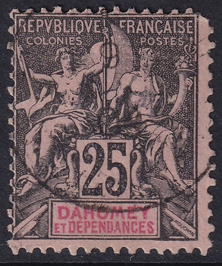 Dahomey 1899 Sc 8 used tiny thin rounded corner