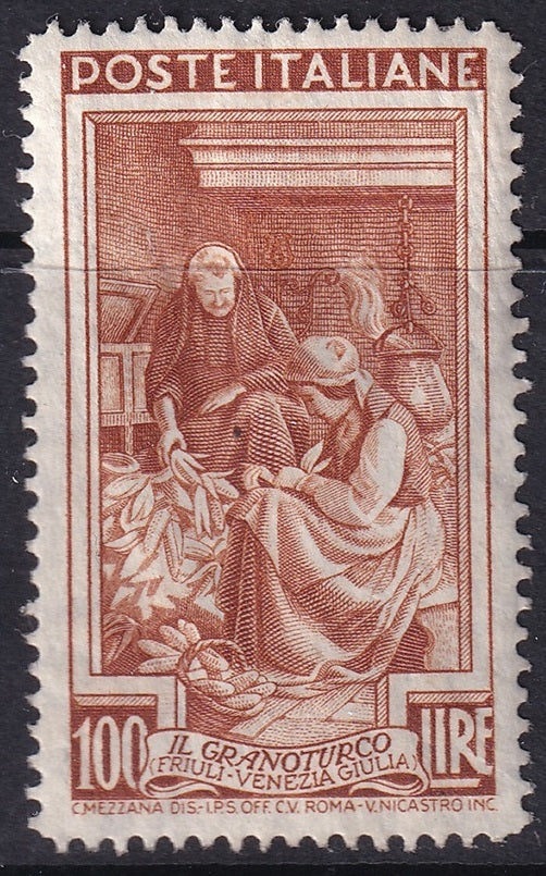 Italy 1950 Sc 566 MLH* perf 14x13 some gum crazing