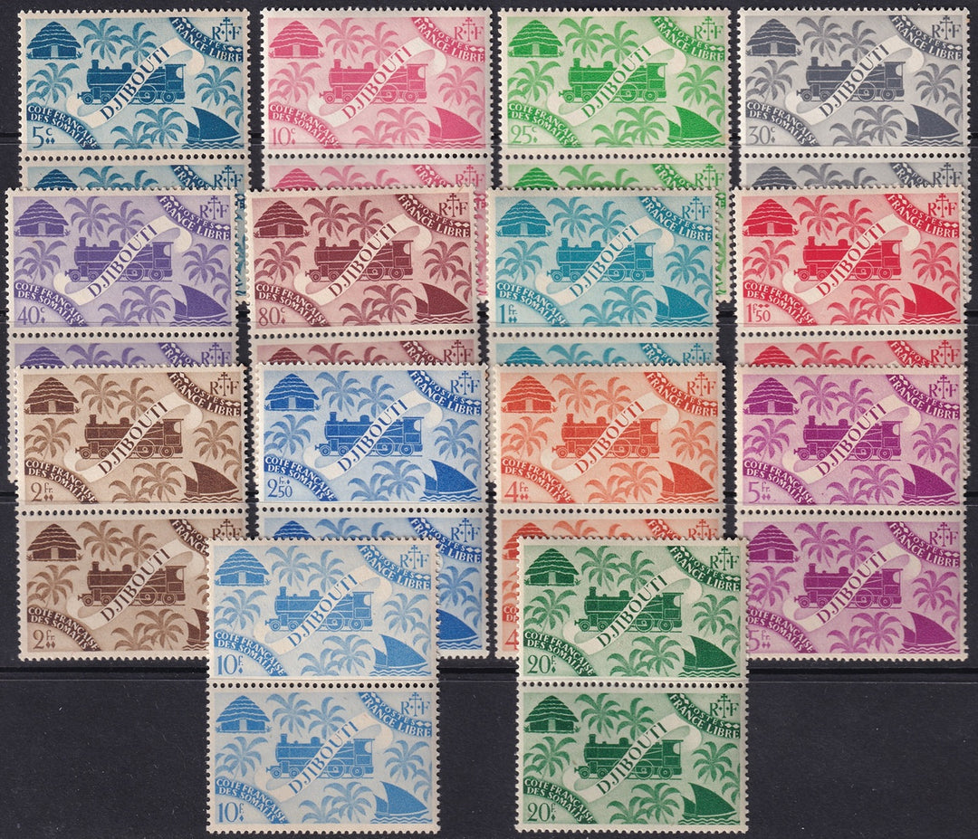 Somali Coast 1943 Sc 224-37 set pairs MNH**