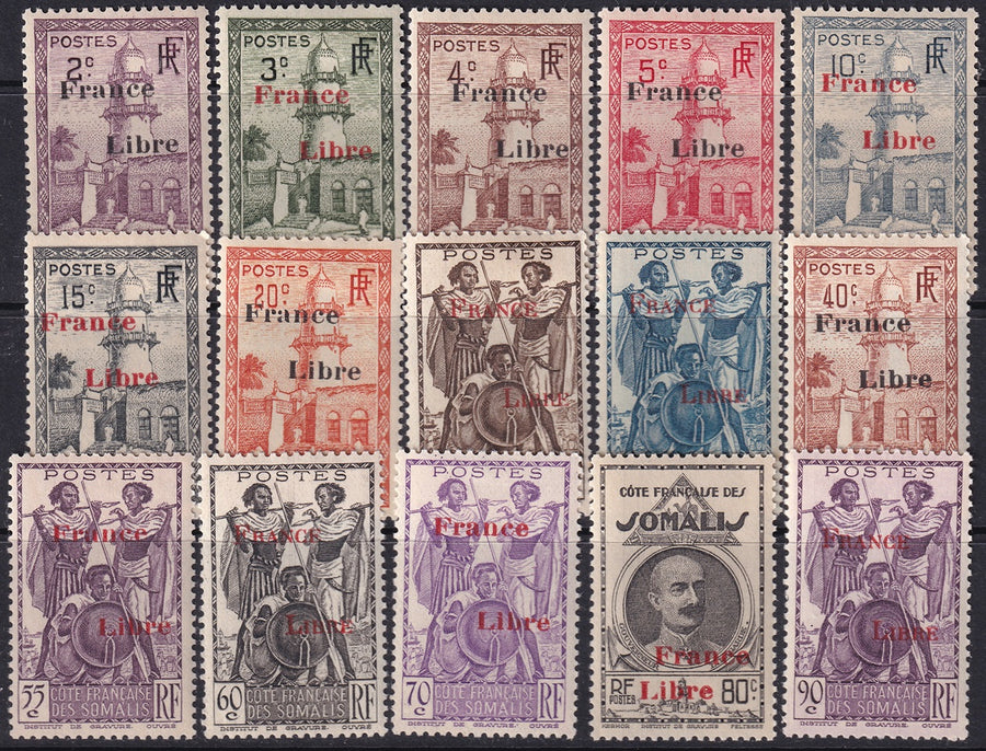 Somali Coast 1943 Sc 194/210 partial set MLH*