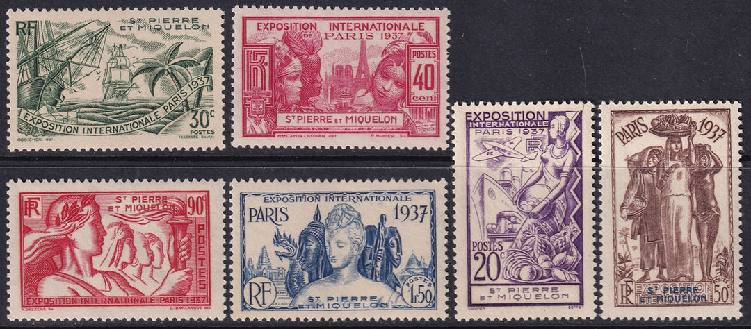 St Pierre & Miquelon 1937 Sc 165-70 set MNH**