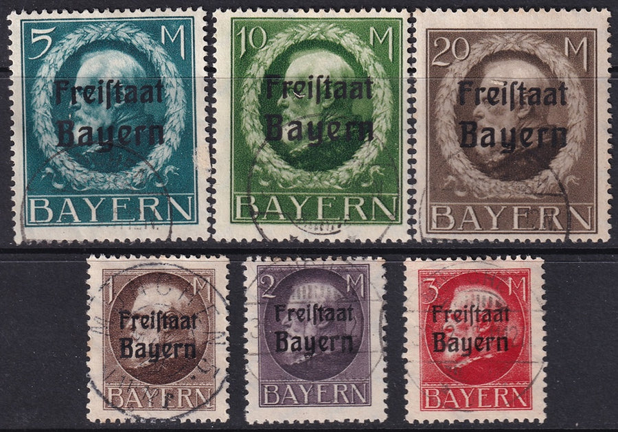 Bavaria 1920 Sc 109-14 set high values used all with Munchen cancels