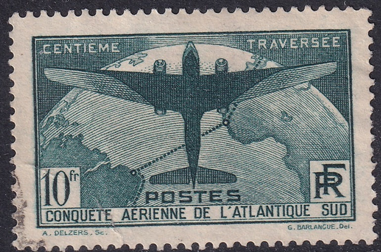 France 1936 Sc C17 air post used tears at lower left