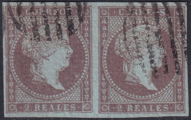 Spain 1855 Sc 39b pair used grill (parrilla) cancels