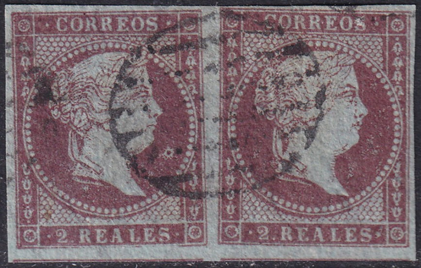 Spain 1855 Sc 39 pair used grill (parrilla) cancels