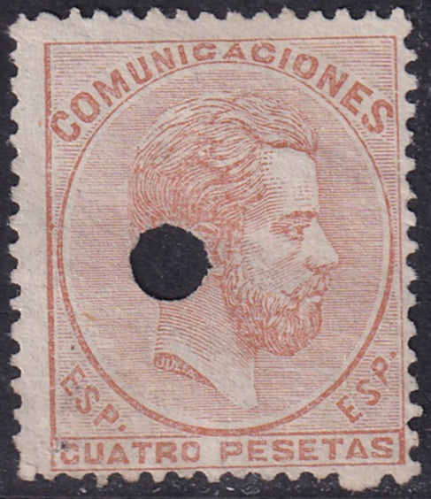 Spain 1872 Sc 188 telegraph punch (taladrado) cancel