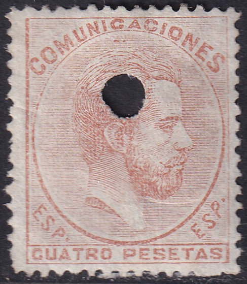 Spain 1872 Sc 188 telegraph punch (taladrado) cancel