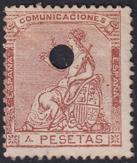 Spain 1873 Sc 199 telegraph punch (taladrado) cancel