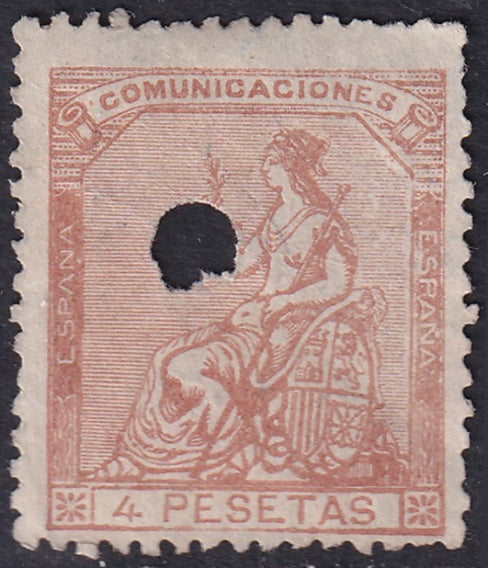 Spain 1873 Sc 199 telegraph punch (taladrado) cancel