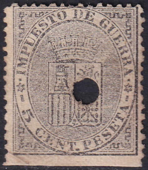 Spain 1874 Sc MR1 war tax telegraph punch (taladrado) cancel