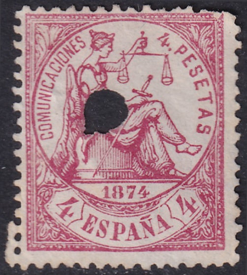 Spain 1874 Sc 209 telegraph punch (taladrado) cancel