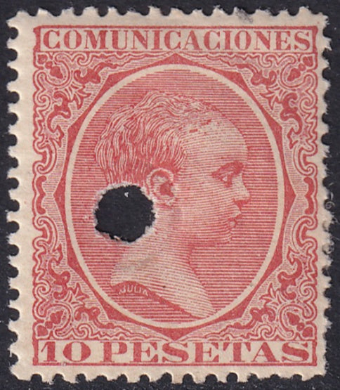 Spain 1889 Sc 270 telegraph punch (taladrado) cancel