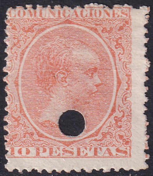 Spain 1889 Sc 270 telegraph punch (taladrado) cancel