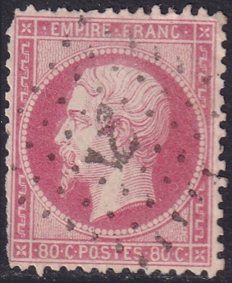 France 1862 Sc 28 used anchor cancel damaged perfs on left