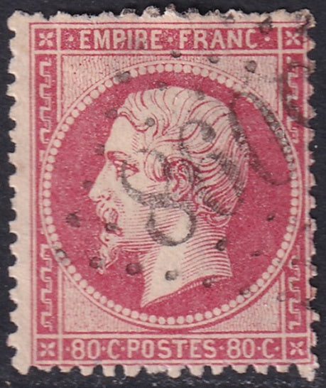 France 1862 Sc 28 used "5098" (Smyrne) GC cancel