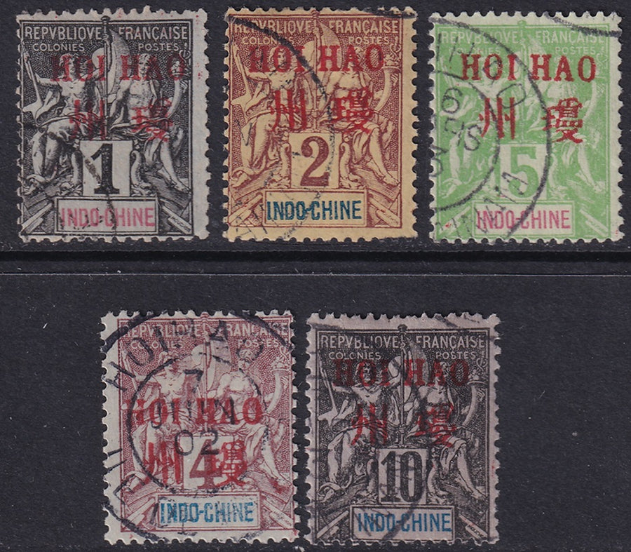 French Offices Hoi-Hao 1901 Sc 1-5 partial set low values used