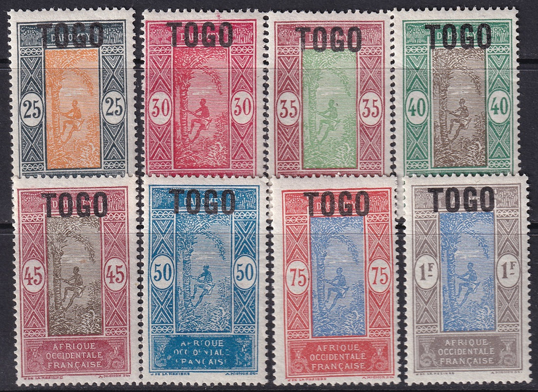 Togo 1921 Sc 200-7 partial set mid values MH*