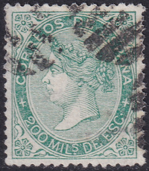 Spain 1868 Sc 101 used grill (parrilla) cancel