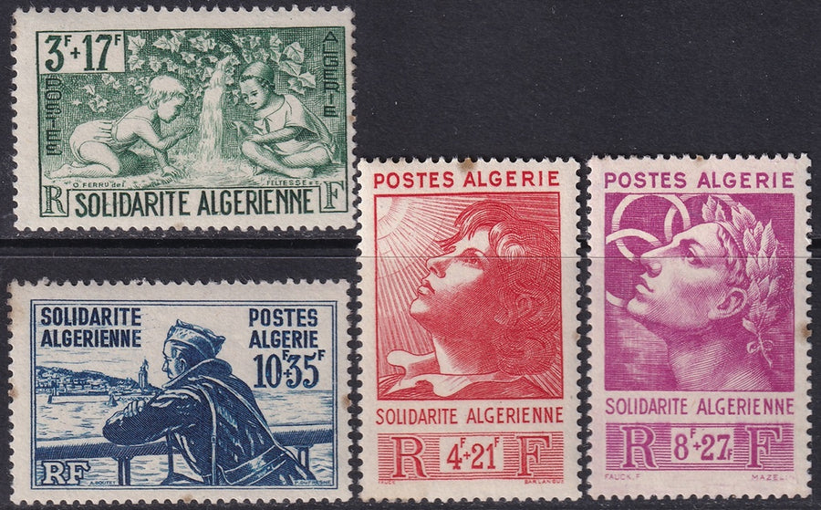 Algeria 1946 Sc B47-50 set MLH* small tape stains