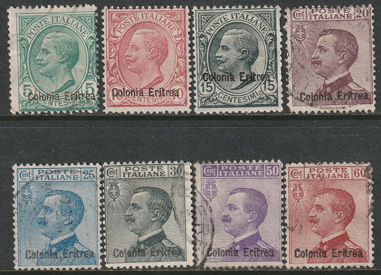 Eritrea 1908-28 Sc 35-7,39-41,43-4 partial set mixed