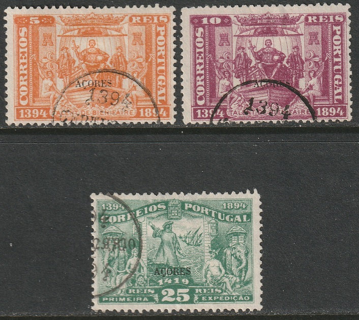 Azores 1894 Sc 65-6,69 from set used