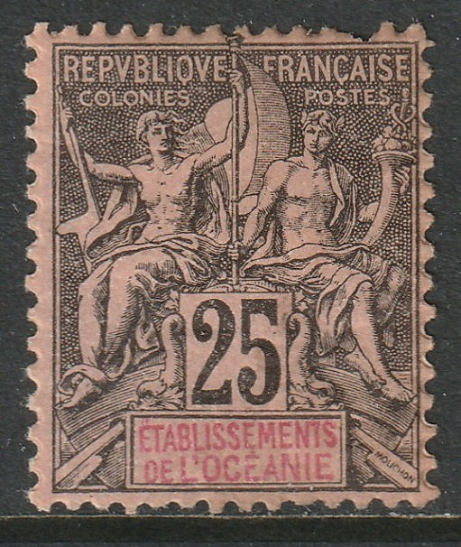 French Polynesia 1892 Sc 11 MH some DG