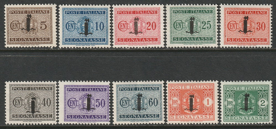 Italian Social Republic 1944 Sc J1-10 postage due partial set MH