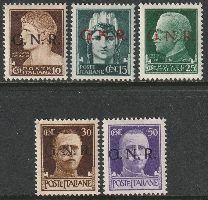 Italian Social Republic 1944 GNR overprint partial set MH