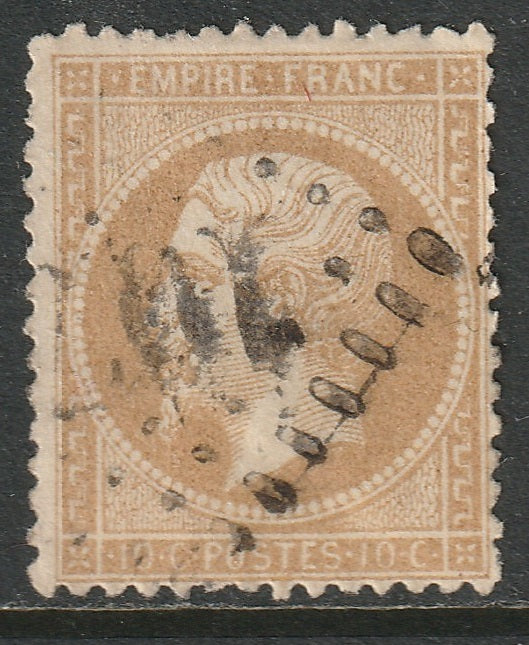 France 1862 Sc 25a used yellow brown