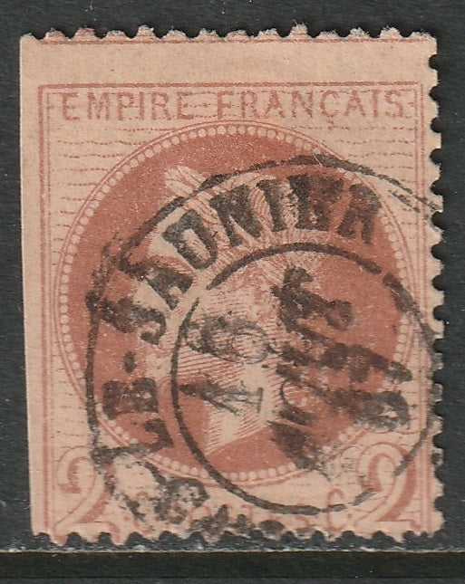 France 1863 Sc 30 used Lons-le-Saunier CDS