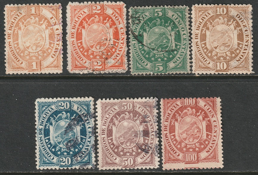Bolivia 1894 Sc 40-46 complete set MH/MNG/used