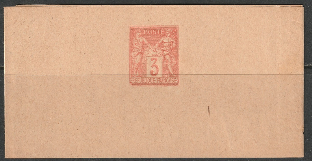 France 1892 3c wrapper/bande stationery unused some toning spots