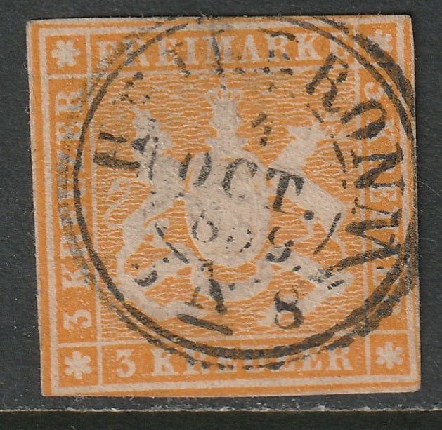 Wurttemberg 1859 Sc 15 used Heilbronn CDS