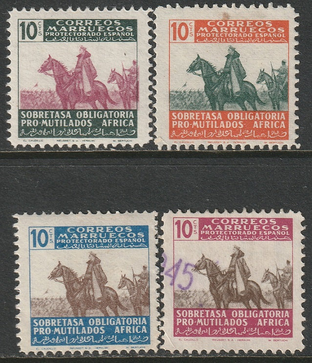 Spanish Morocco 1946 Sc RA12-15 postal tax set MH/used