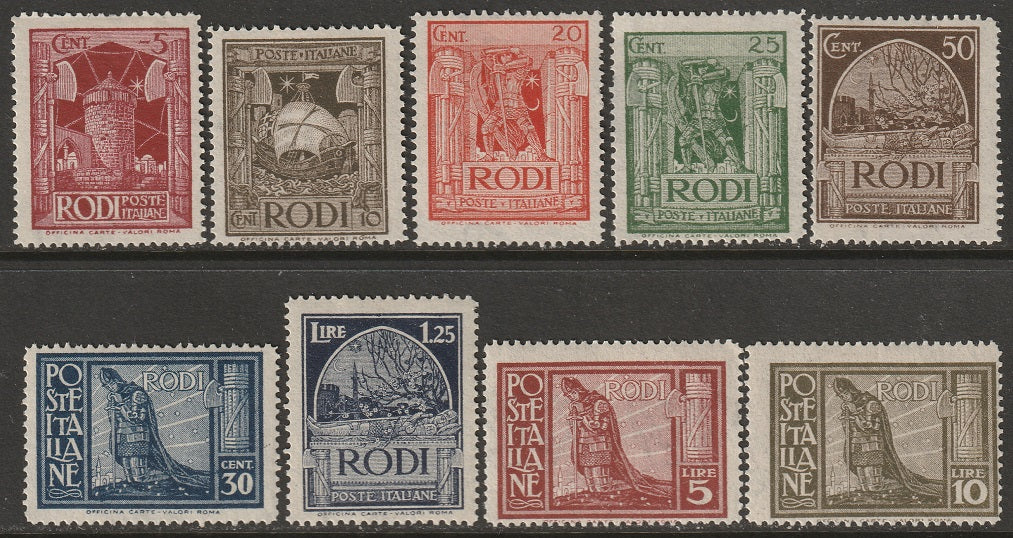 Italy Aegean Rhodes 1929 Sc 15-23 complete set MLH thin on 18