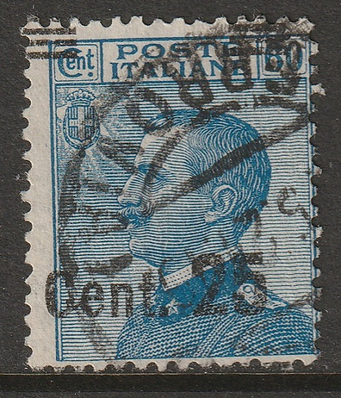 Italy 1924 Sc 153 used overprint shifted up variety (Sa 178da)