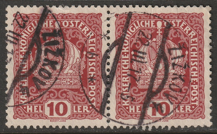 Austria 1916 Sc 148 pair used Zizkov 4 CDS