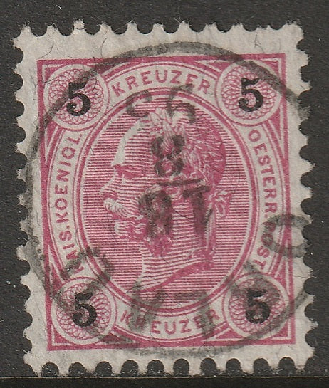 Austria 1890 Sc 54 used Orlau (Orlova) CDS