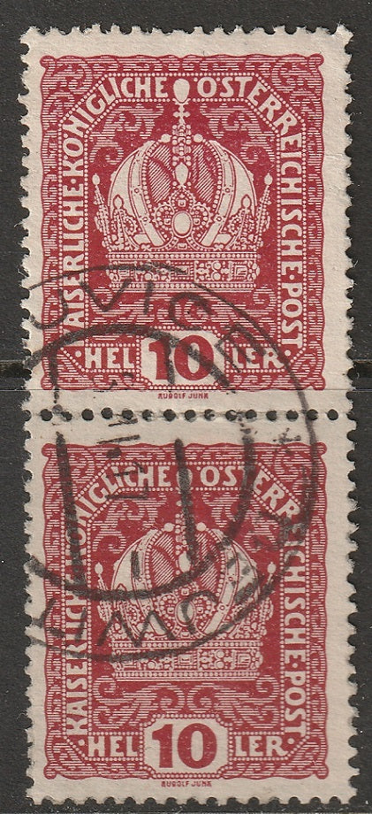 Austria 1916 Sc 148 pair used Dejwitz/Dejvice CDS