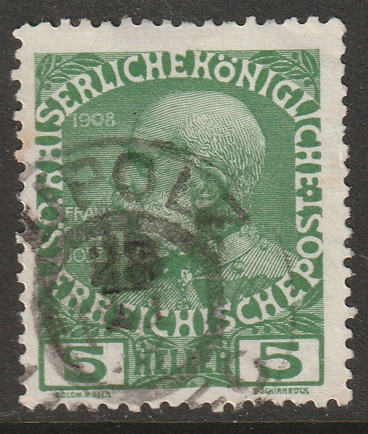 Austria 1908 Sc 113 used Lipolz/Lipolec CDS