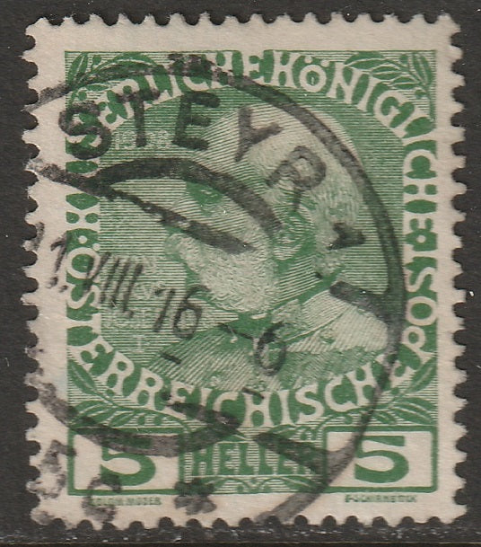 Austria 1908 Sc 113 used Steyr 1 CDS