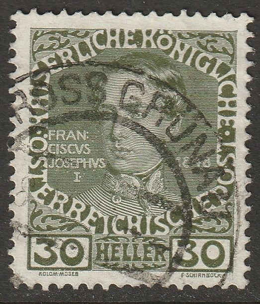 Austria 1908 Sc 119 used Gross Grunau (Velky Grunov) CDS