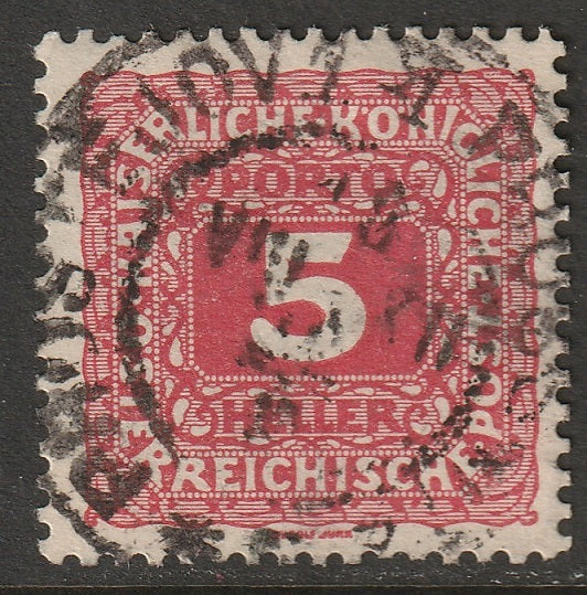 Austria 1916 Sc J49 postage due used Prossnitz 1/Prostejov 1 CDS