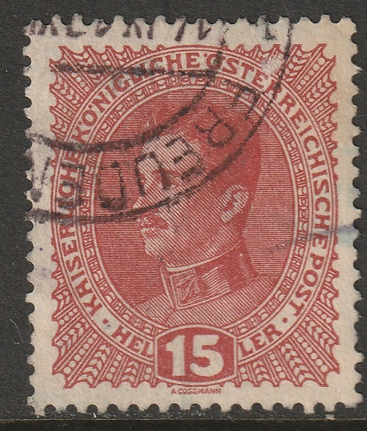 Austria 1917 Sc 168 used Freudenthal (Bruntal) CDS on paper