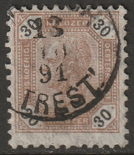 Austria 1891 Sc 68 used Triesch (Trest) CDS