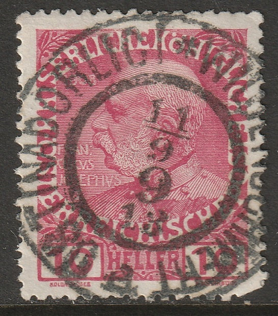 Austria 1908 Sc 115 used Wildenschwert/Ustinade Orlici CDS