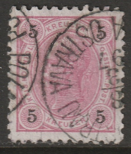 Austria 1883 Sc 43 used Polnisch Ostrau/Polska Ostrava CDS