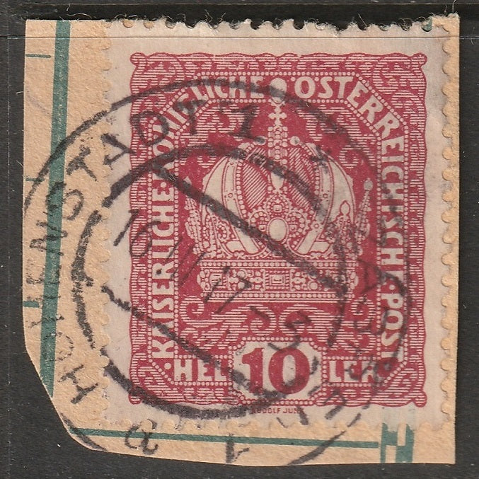 Austria 1916 Sc 148 used Hohenstadt/Zabreha CDS on piece